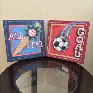 Two 10x10 Canvas Sports Paintings